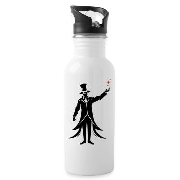 Magician Silhouette Wizard - Water bottle with straw - white - Right