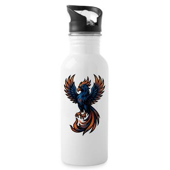 Phoenix – Fiery Rebirth | Urban Zodiac Mascot - Water bottle with straw - white - Right