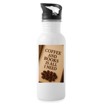 Un café et des livres sont tout ce dont j’ai besoin - Gourde avec paille intégrée - blanc - Droite