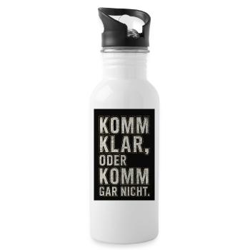 Komma klar!💯🖤💛 - Trinkflasche mit integriertem Trinkhalm - Weiß - Rechts