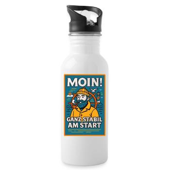 Stabiles Moin! - Trinkflasche mit integriertem Trinkhalm - Weiß - Rechts
