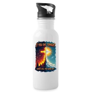 If you die, where do you wake up? - Water bottle with straw - white - Right