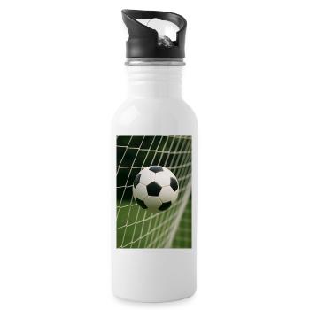 Sport - Football dans les buts - Gourde avec paille intégrée - blanc - Droite
