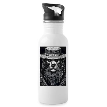 The Silent Grizzly - Water bottle with straw - white - Right
