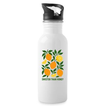 Vintage Lemon, Summery, Colorful Sweeter than Honey - Water bottle with straw - white - Right
