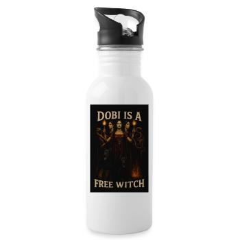 Dobi is a free witch - Trinkflasche mit integriertem Trinkhalm - Weiß - Rechts