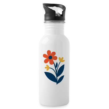 Floral shapes – fresh & colourful - Water bottle with straw - white - Right