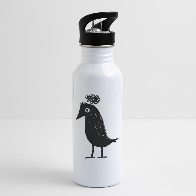 Thoughtful Raven Overthinker Thoughts ADHD Goth Water bottle with straw