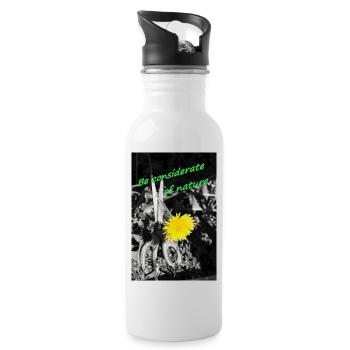 Nimm Rücksicht auf die Natur - Trinkflasche mit integriertem Trinkhalm - Weiß - Rechts