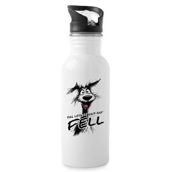 The Last Child Has Fur – Funny Dog Shirt! - Water bottle with straw - white - Right