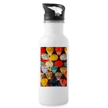 Laternenzauber Vietnams - Trinkflasche mit integriertem Trinkhalm - Weiß - Rechts
