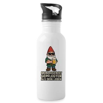 Gartenzwerg - Trinkflasche mit integriertem Trinkhalm - Weiß - Rechts