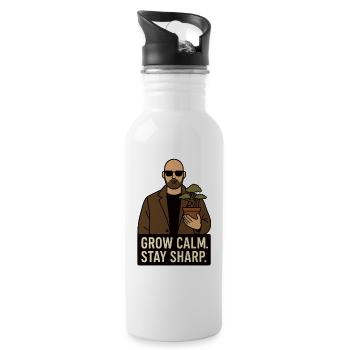 Pflanzenagent – Grow Calm. Stay Sharp. - Trinkflasche mit integriertem Trinkhalm - Weiß - Rechts