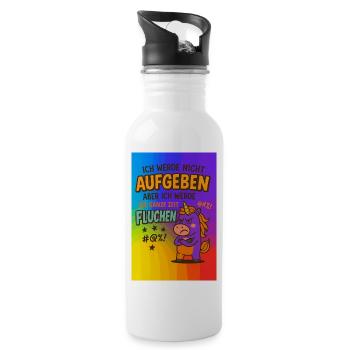 Ich werde nicht aufgeben aber.... - Trinkflasche mit integriertem Trinkhalm - Weiß - Rechts