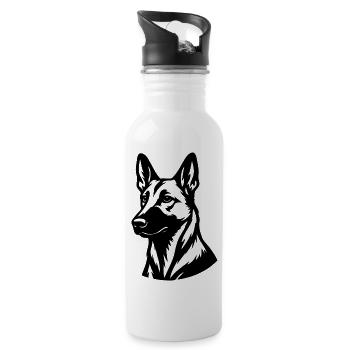 Malinois - Gourde avec paille intégrée - blanc - Droite