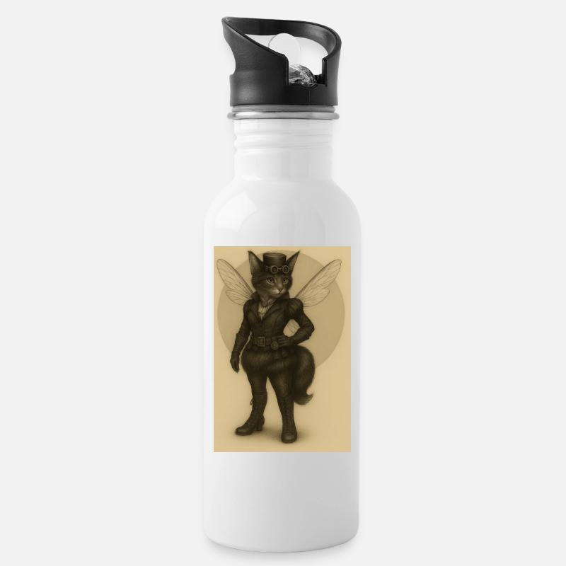 Dame Steamcat - Gourde avec paille intégrée - blanc