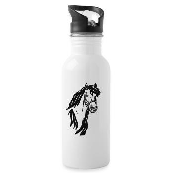 Pferdekopf - Trinkflasche mit integriertem Trinkhalm - Weiß - Rechts