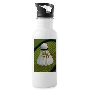 Sportarten - Badminton - Trinkflasche mit integriertem Trinkhalm - Weiß - Rechts