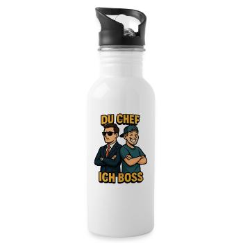 You're the here, but I'm the one with more fun - Water bottle with straw - white - Right