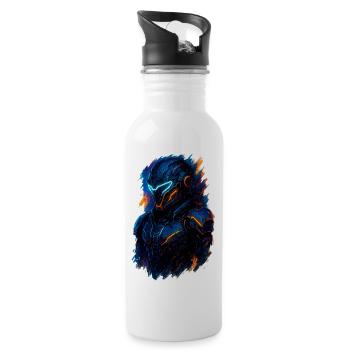 futuristic art of a warrior - Water bottle with straw - white - Right