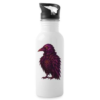 gothic crow/raven - Water bottle with straw - white - Right