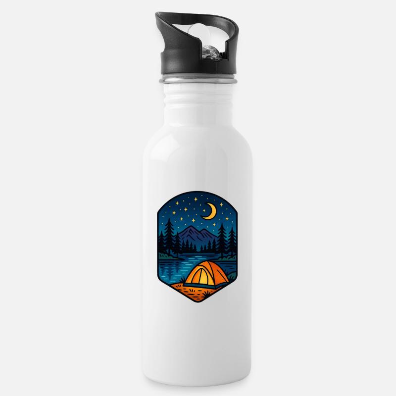Flucht aus dem Sternensee - Trinkflasche mit integriertem Trinkhalm - Weiß