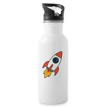 flying rocket - Water bottle with straw - white - Right