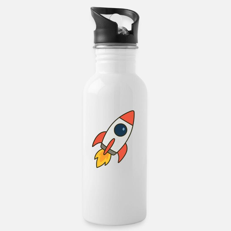 flying rocket - Water bottle with straw - white