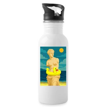 Die Venus (am Strand) - Trinkflasche mit integriertem Trinkhalm - Weiß - Rechts