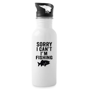 Sorry I Can't – I'm Fishing Angel Design - Water bottle with straw - white - Right