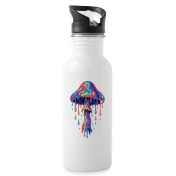 Psychedelischer Magic Mushroom – Tropfender LSD-St - Trinkflasche mit integriertem Trinkhalm - Weiß - Rechts