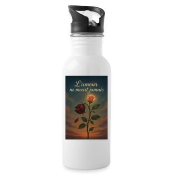 L'amour ne meurt jamais - Gourde avec paille intégrée - blanc - Droite