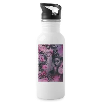 Pink queen Omikly popart rose couronne Graffiti - Gourde avec paille intégrée - blanc - Droite