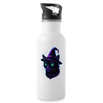 Cat WitchHat - Trinkflasche mit integriertem Trinkhalm - Weiß - Rechts
