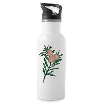 Pink Branch Oleander Flower - Water bottle with straw - white - Right