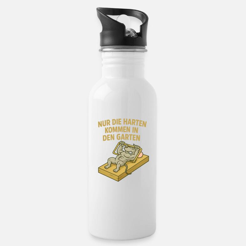 Nur die Harten kommen in den Garten - Trinkflasche mit integriertem Trinkhalm - Weiß
