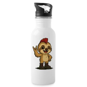 Punky Sloth Power - Water bottle with straw - white - Right
