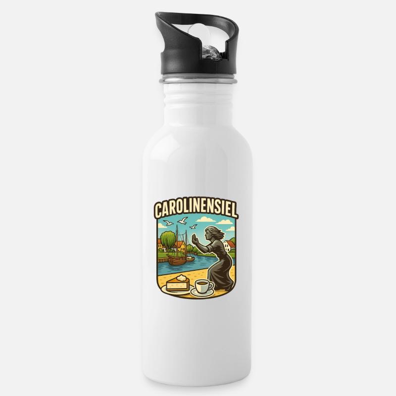 Carolinensiel - Trinkflasche mit integriertem Trinkhalm - Weiß