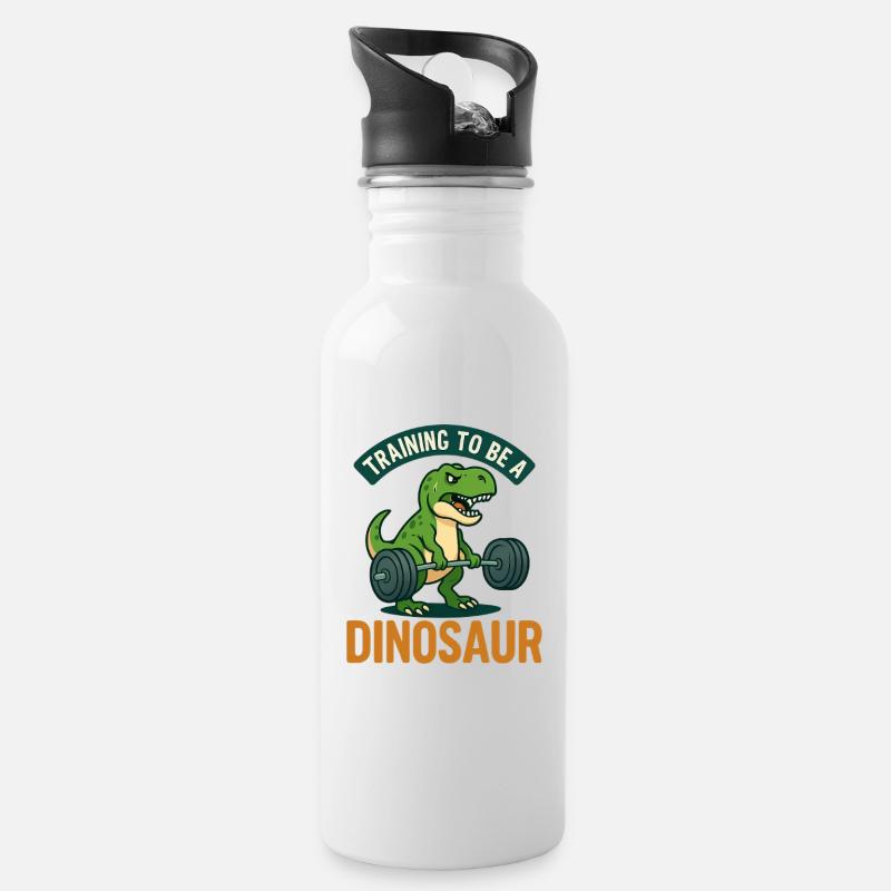S’entraîner pour devenir un dinosaure 🏋️🦖 - Gourde avec paille intégrée - blanc
