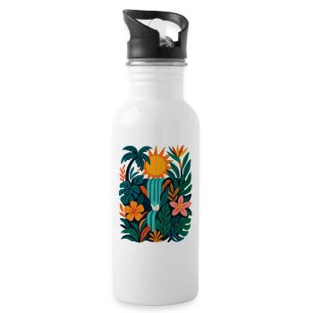Vibrant Jungle - Water bottle with straw - white - Right