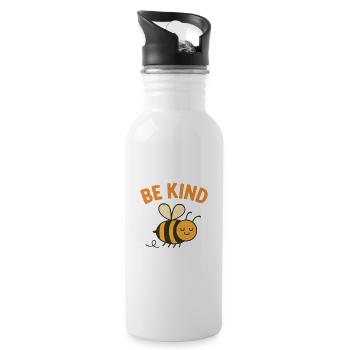 Be Kind – Cute Bee Design - Water bottle with straw - white - Right