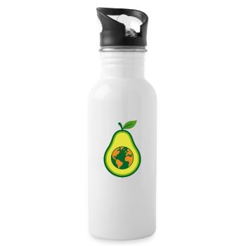 Avocado Love – Sain et heureux - Gourde avec paille intégrée - blanc - Droite