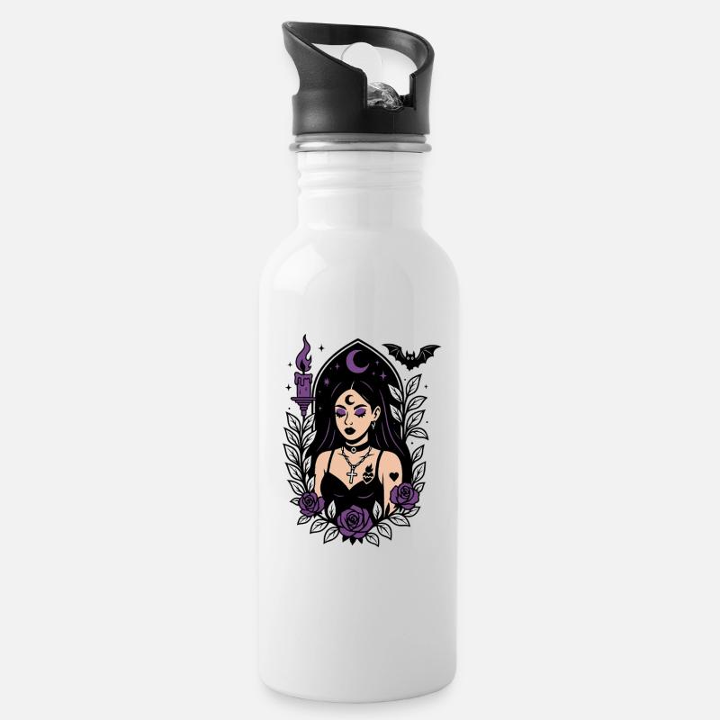 Sorcière gothique violette - Gourde avec paille intégrée - blanc