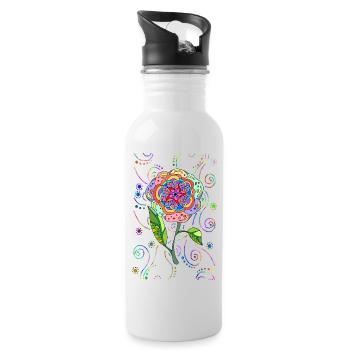 Flower - Water bottle with straw - white - Right