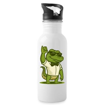 Salt Shaker Crocodile - Water bottle with straw - white - Right