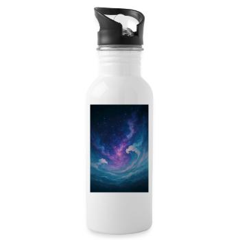 The Wave Universe - Water bottle with straw - white - Right
