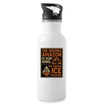 La mauvaise forêt brûle. Le mauvais lce est fondu - Gourde avec paille intégrée - blanc - Droite