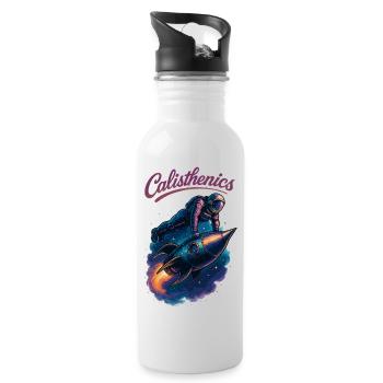 Calisthenics Astronaut Push-ups Rocket Gift - Water bottle with straw - white - Right