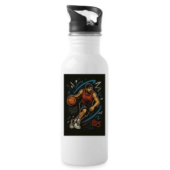 Tolles Design, leicht auf dem Herzen. Kaufen Sie unser Produkt - Trinkflasche mit integriertem Trinkhalm - Weiß - Rechts