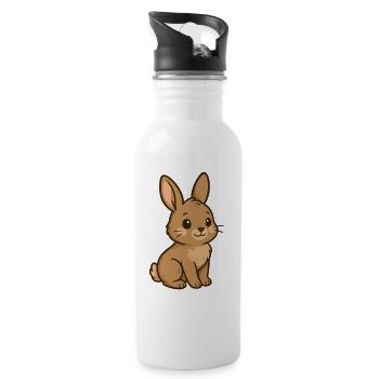 Lapin câlin dessin animé coeur oreilles - Gourde avec paille intégrée - blanc - Droite